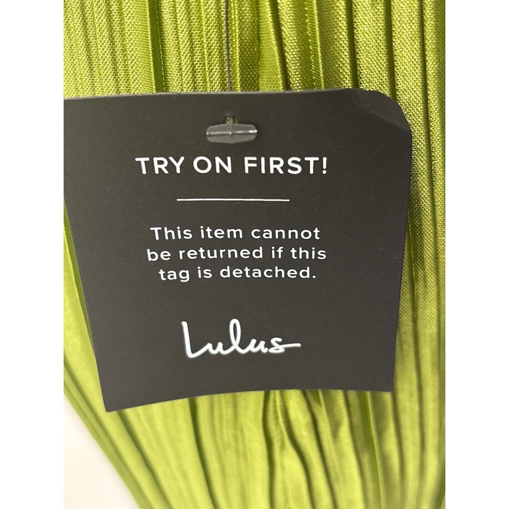 Lulus Gwenny Lime Green Plisse Halter Neck Maxi Dress Glam Evening Formal Size M - Picture 11 of 13